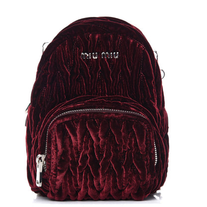 Miu Miu Velluto Matelasse Mini Backpack Bordeaux 1 of 10
