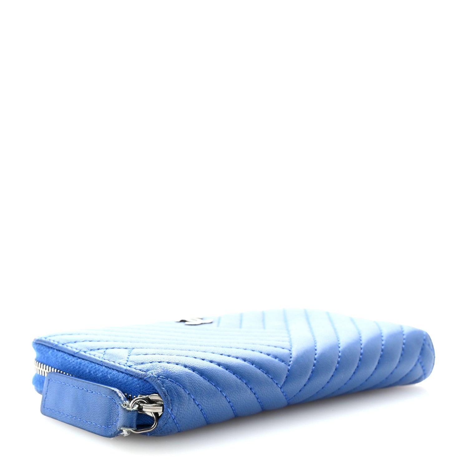 Chanel Lambskin Quilted CC Crossing Small Zip Around Wallet Blue 4 of 9