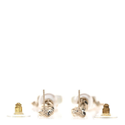 Chanel Pearl Resin Crystal CC No 5 Perfume Bottle Chain Drop Earrings Gold Pearly White 3 of 8