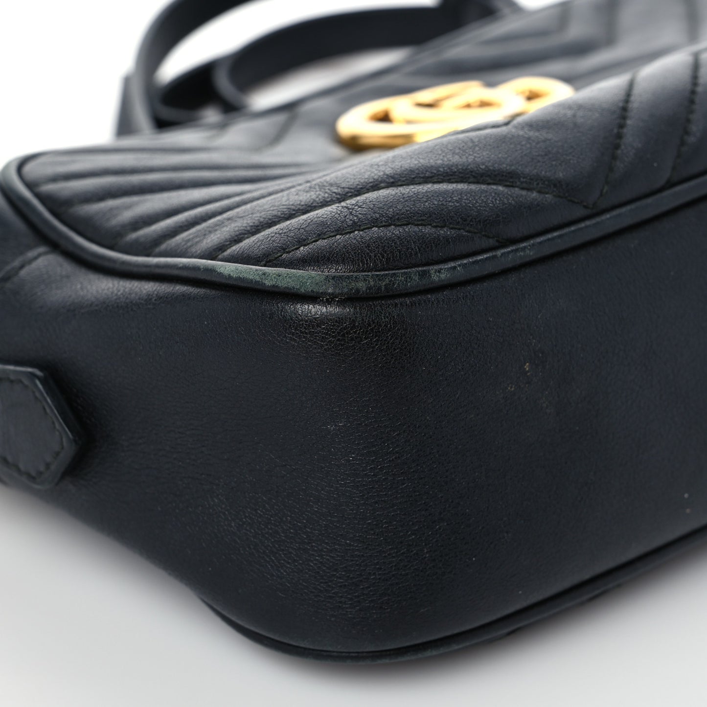 Calfskin Matelasse Small GG Marmont Chain Shoulder Bag Black