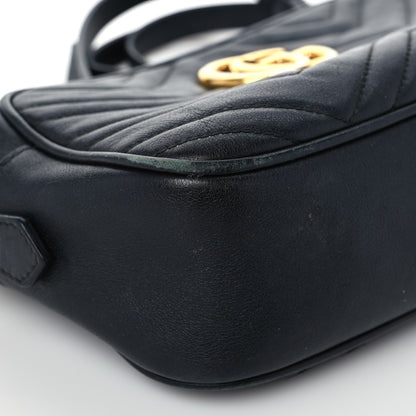 Gucci Calfskin Matelasse Small GG Marmont Chain Shoulder Bag Black 9 of 15