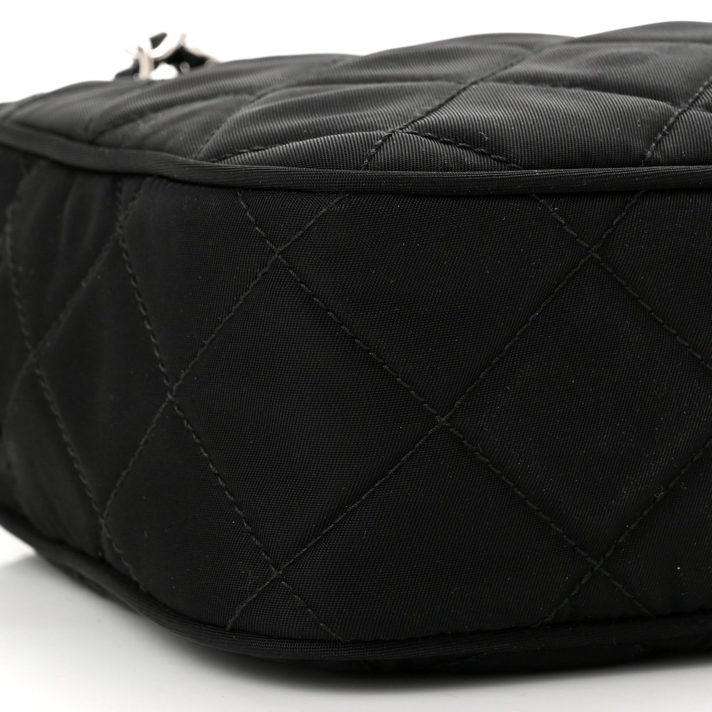 Nylon Tessuto Impuntu Quilted Bandoliera Crossbody Bag Black