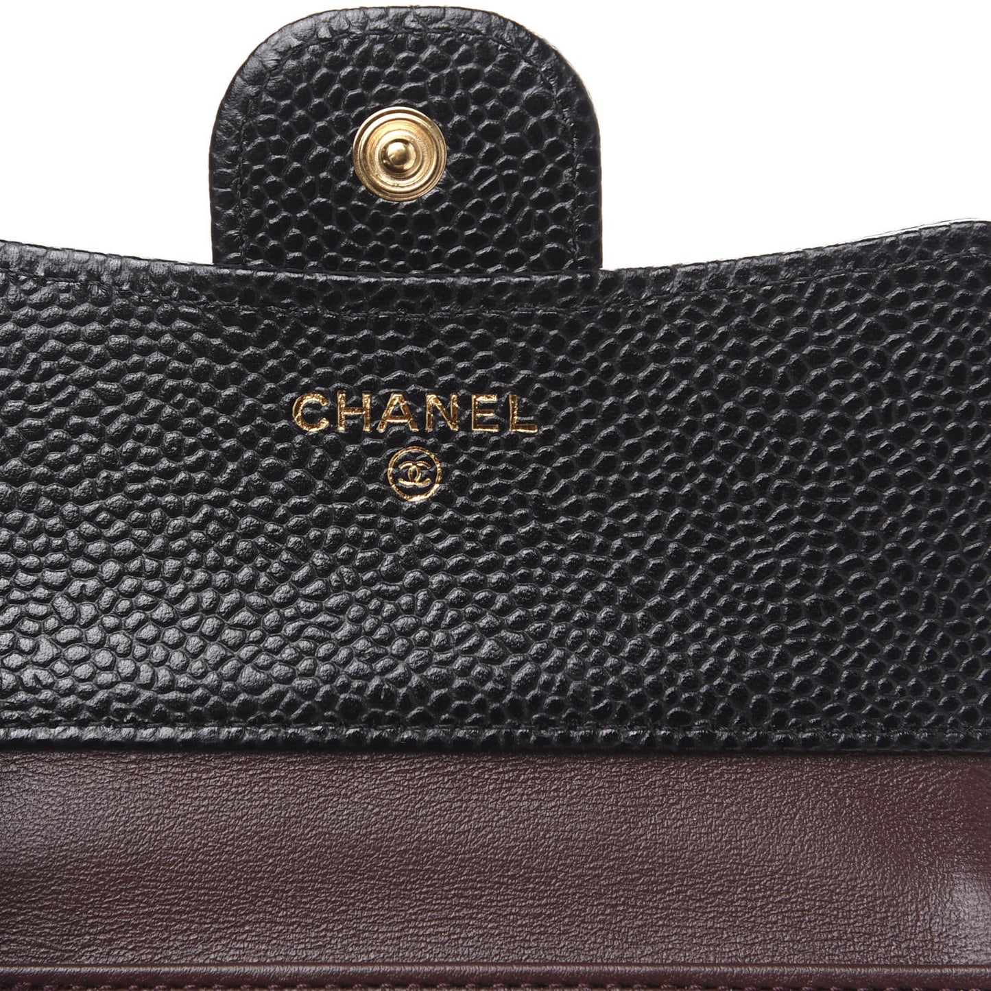 Caviar Quilted Compact Flap Wallet Black