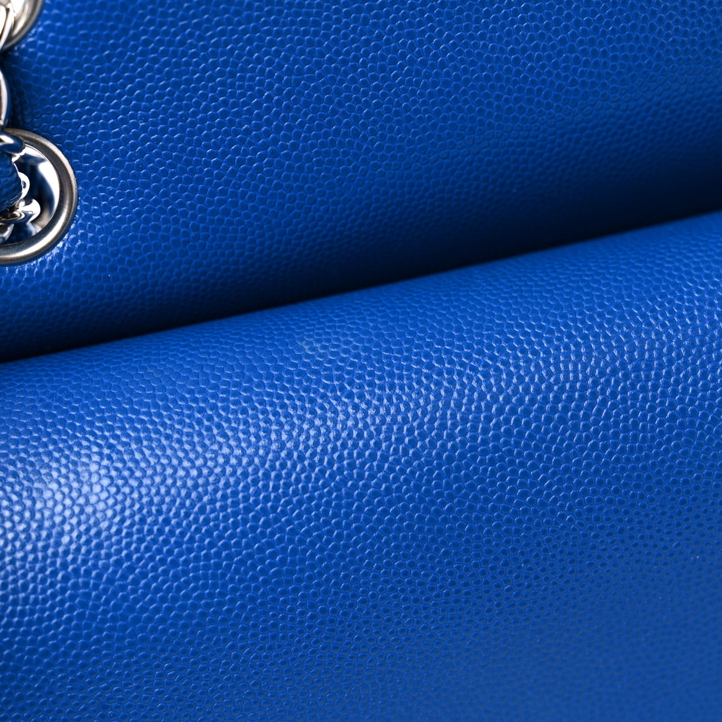 Caviar Chevron Quilted Medium Double Flap Blue