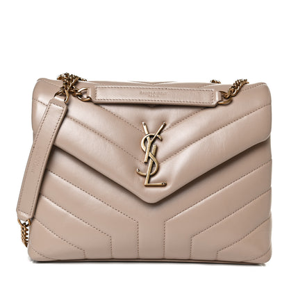 Saint Laurent Calfskin Y Quilted Monogram Small Loulou Chain Satchel Dark Beige 9 of 16
