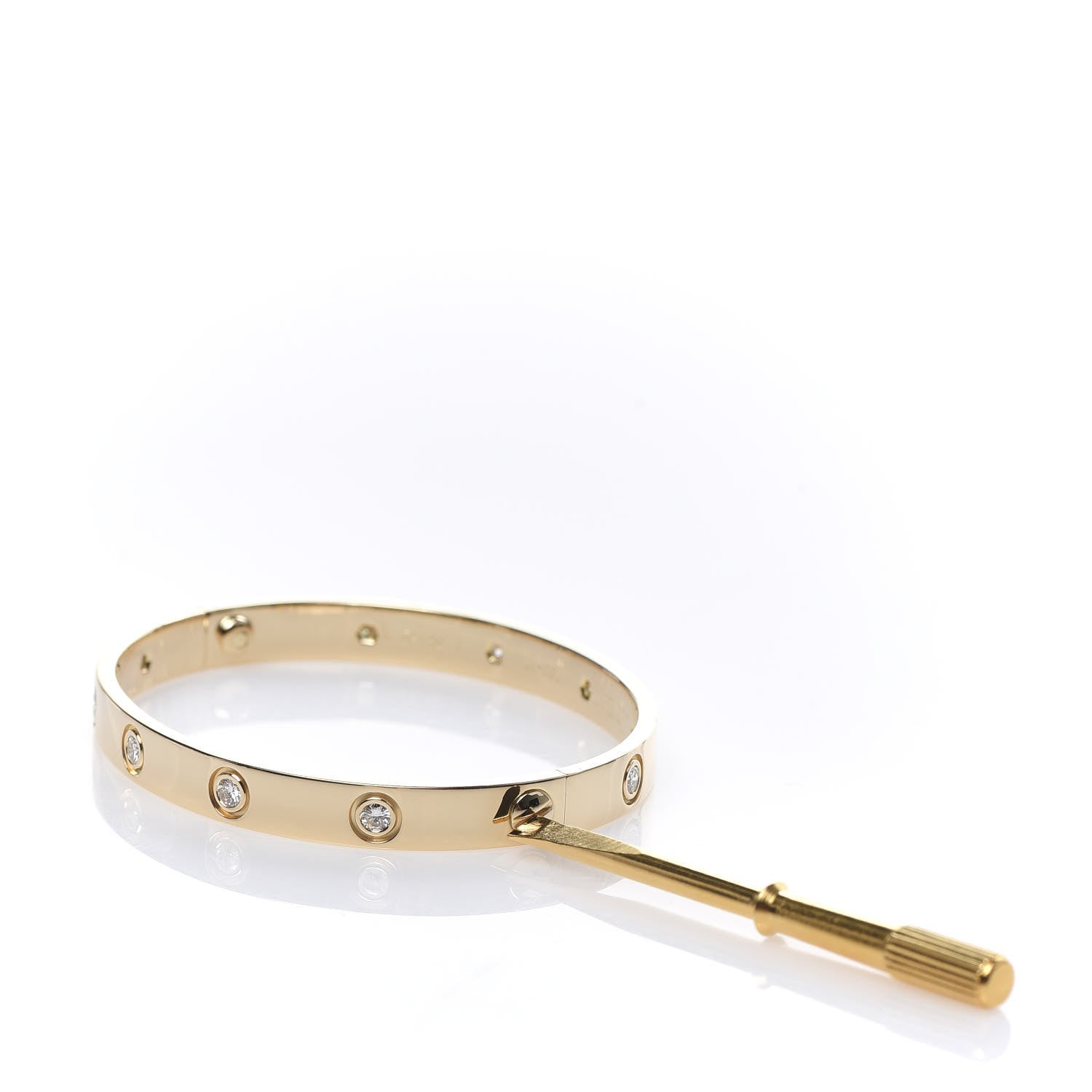 Cartier 18K Yellow Gold 10 Diamond LOVE Bracelet 17 4 of 7