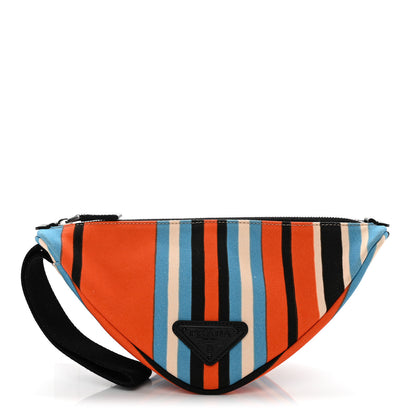 Prada Canvas Baiadera Stripe Wristlet Pouch Arancio 1 of 7