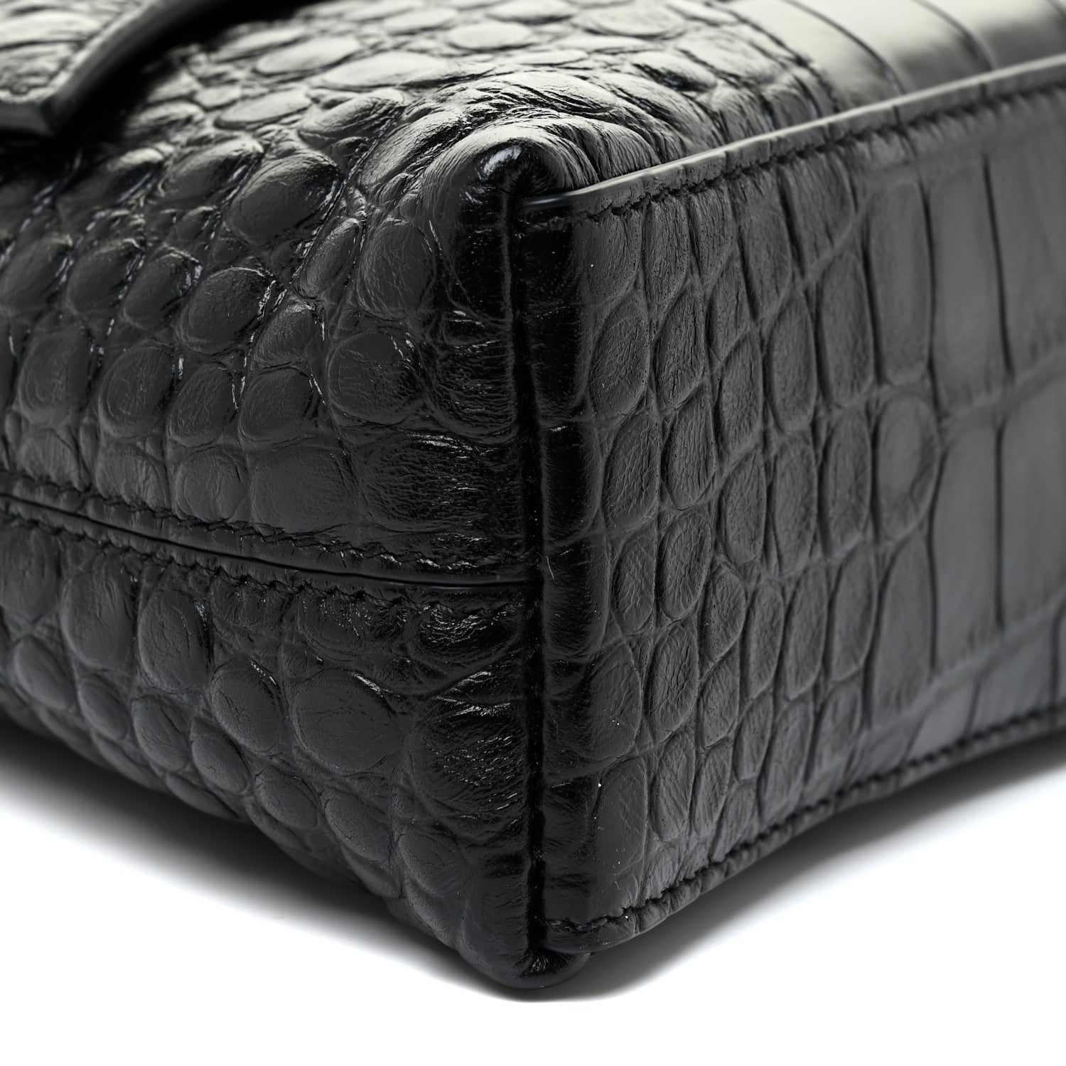 Balenciaga Extra Supple Calfskin Crocodile Embossed Monochrome XS Downtown Shoulder Bag Black 8 of 12