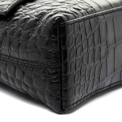 Balenciaga Extra Supple Calfskin Crocodile Embossed Monochrome XS Downtown Shoulder Bag Black 8 of 12