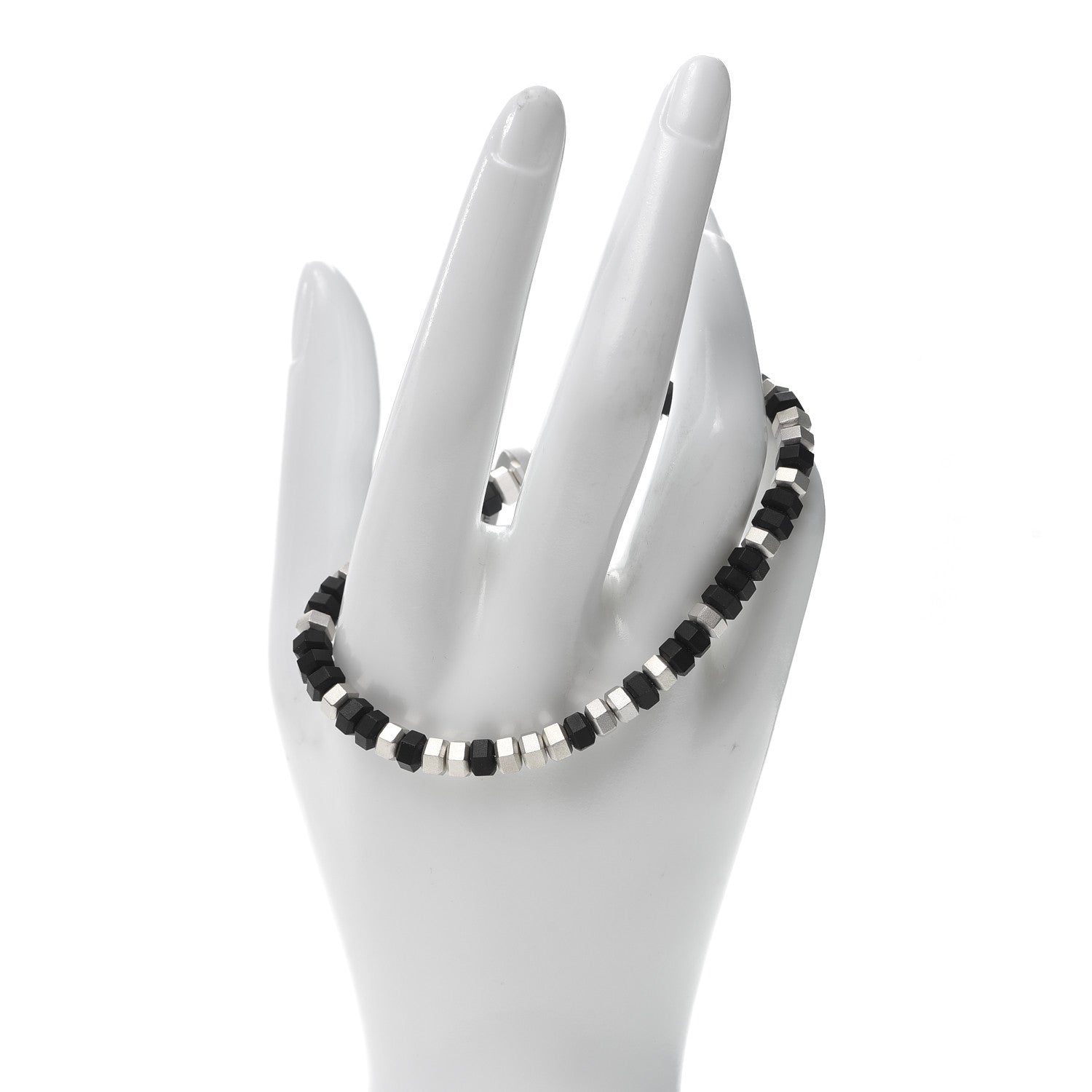 David Yurman Sterling Silver Rubber Hex Bead Bracelet Black 2 of 4