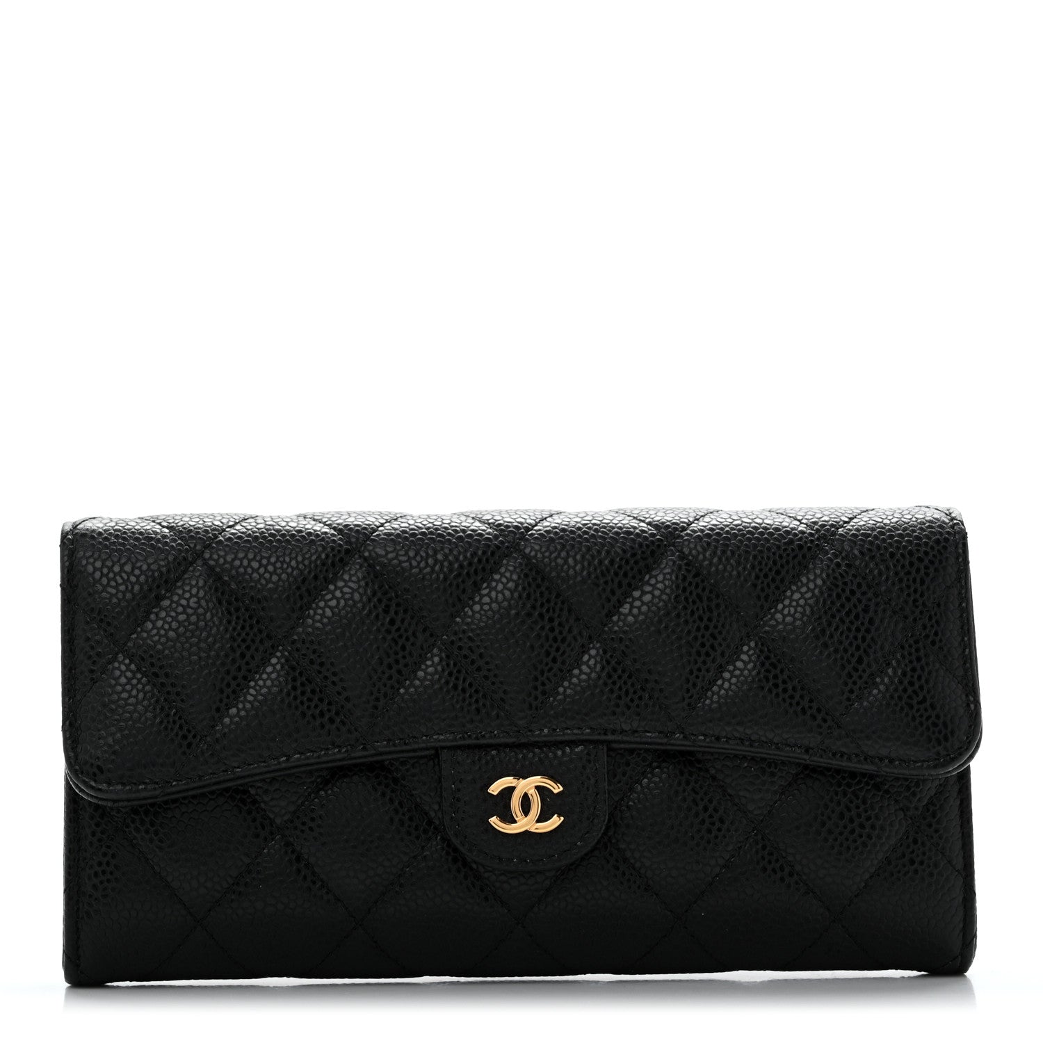 Chanel Caviar Quilted Large Gusset Flap Wallet Black 1 of 11