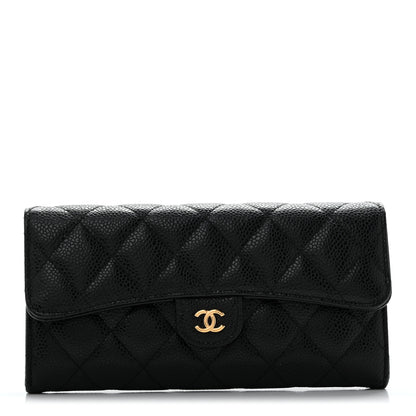 Chanel Caviar Quilted Large Gusset Flap Wallet Black 1 of 11