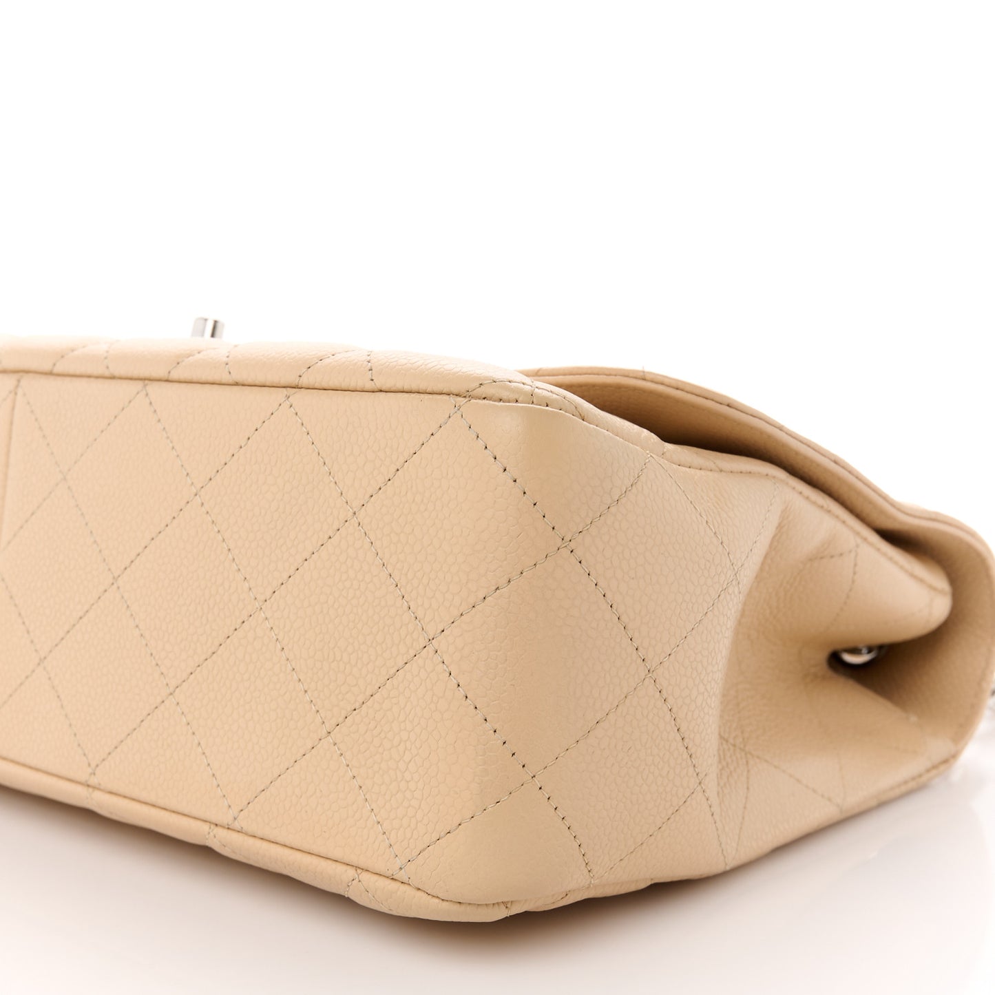 Caviar Quilted Jumbo Single Flap Beige