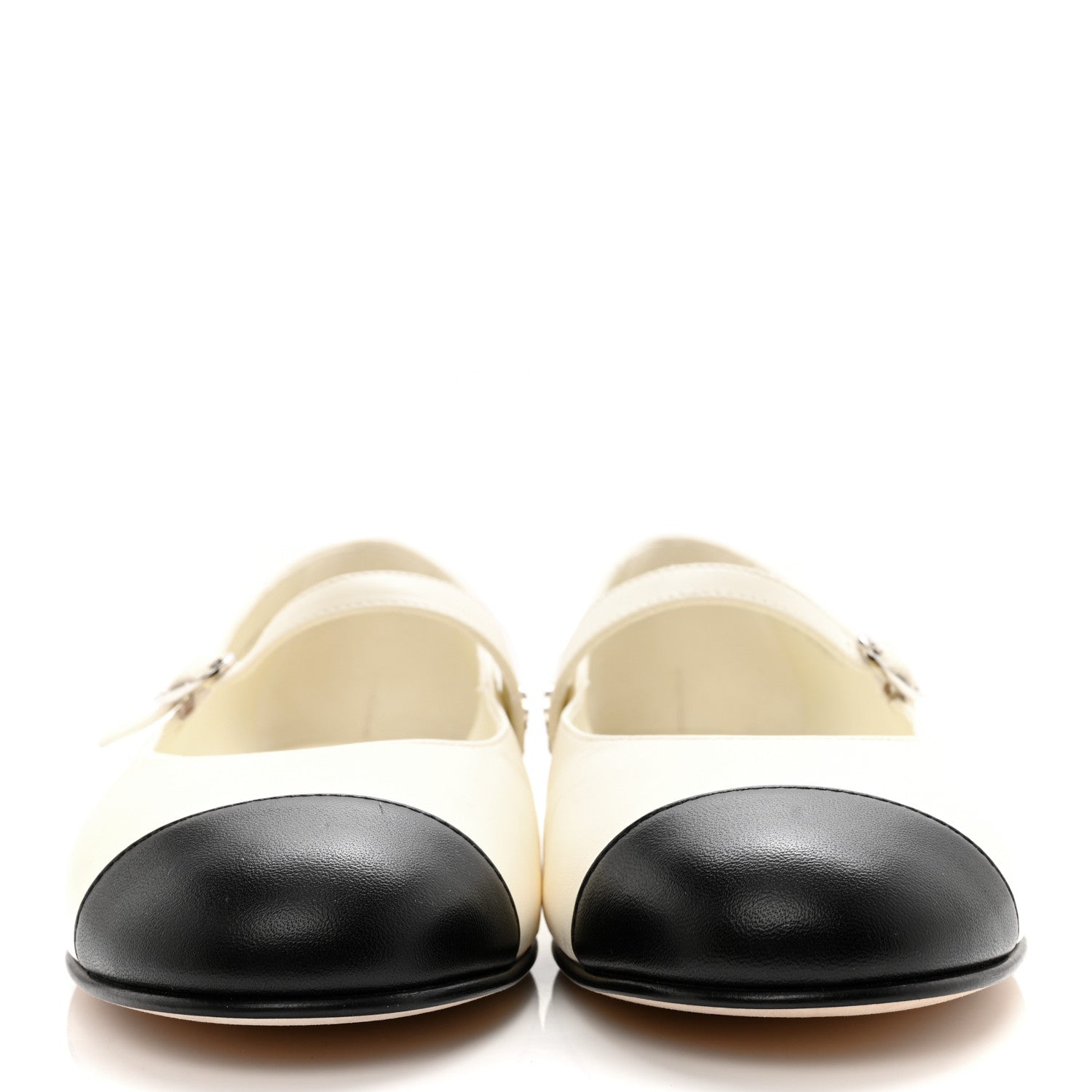 Chanel Lambskin Mary Jane Flats 36.5 White Black 2 of 11