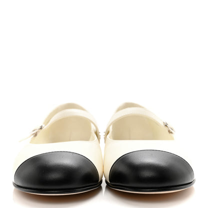 Chanel Lambskin Mary Jane Flats 36.5 White Black 2 of 11