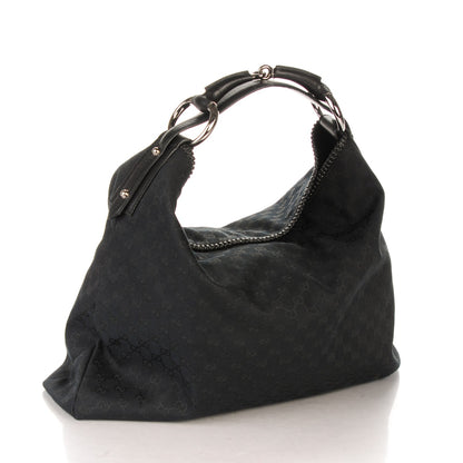 Gucci Monogram Large Horsebit Chain Hobo Black 3 of 7