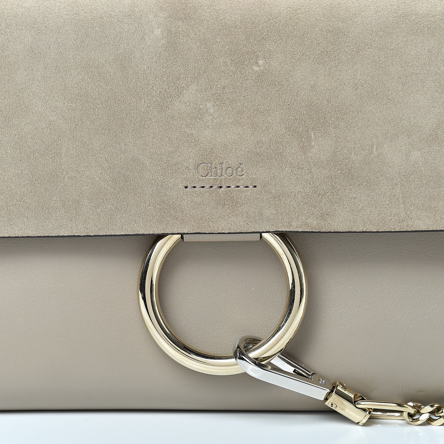 Suede Calfskin Faye Clutch Motty Grey