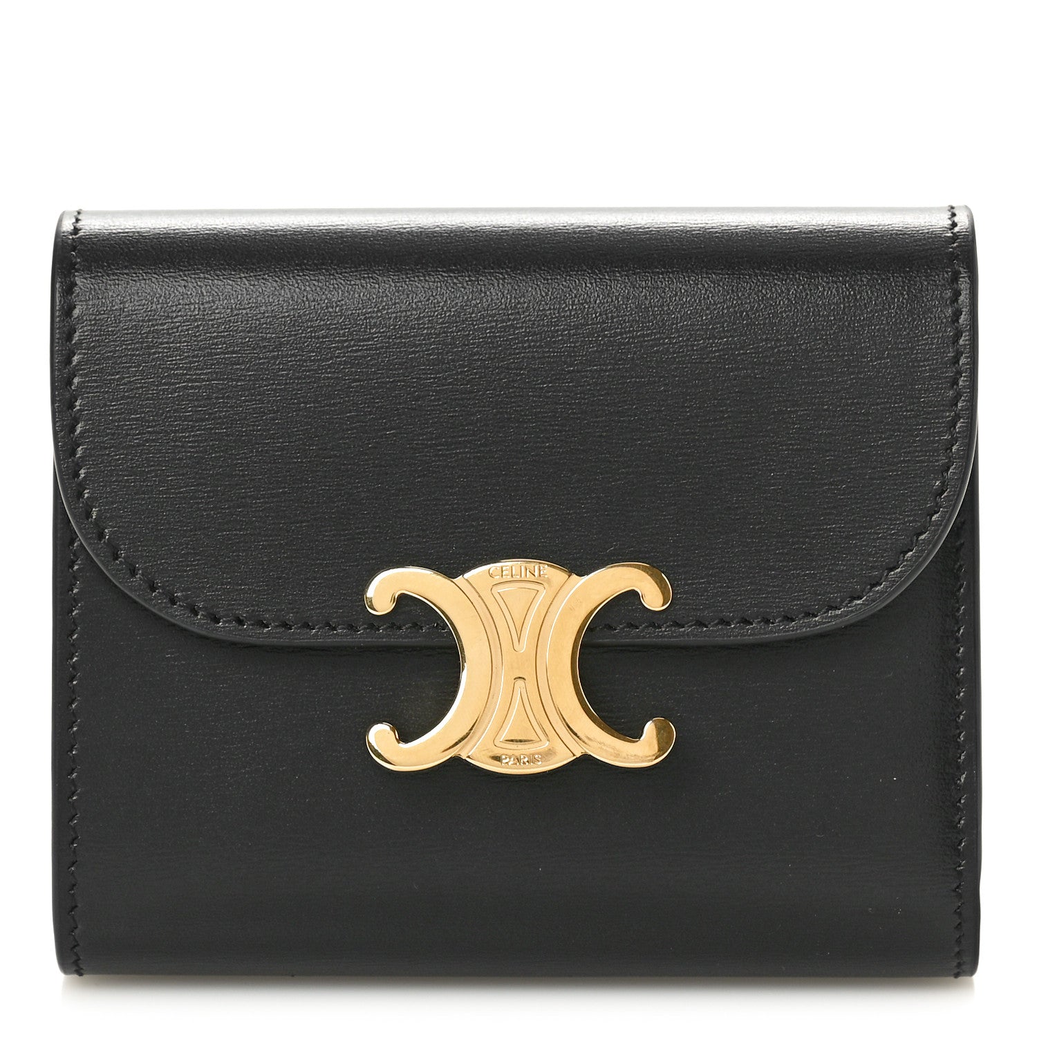 Celine Shiny Calfskin Small Triomphe Wallet Black 1 of 8
