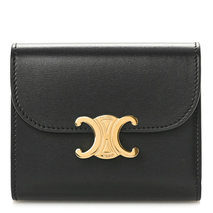 Celine Shiny Calfskin Small Triomphe Wallet Black 1 of 8