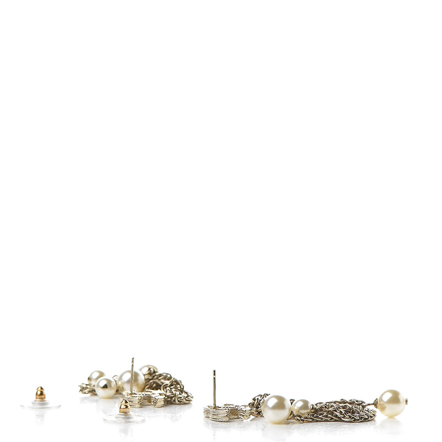 Chanel Pearl CC Chain Drop Earrings Gold 3 of 5