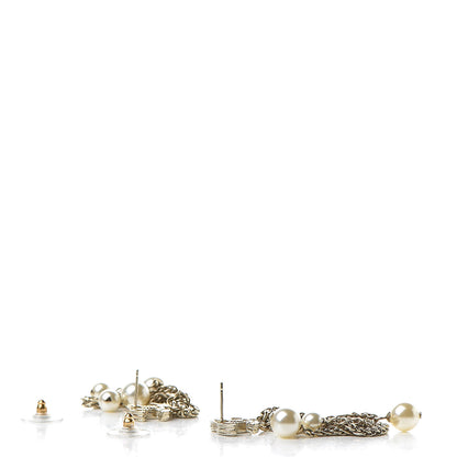 Chanel Pearl CC Chain Drop Earrings Gold 3 of 5