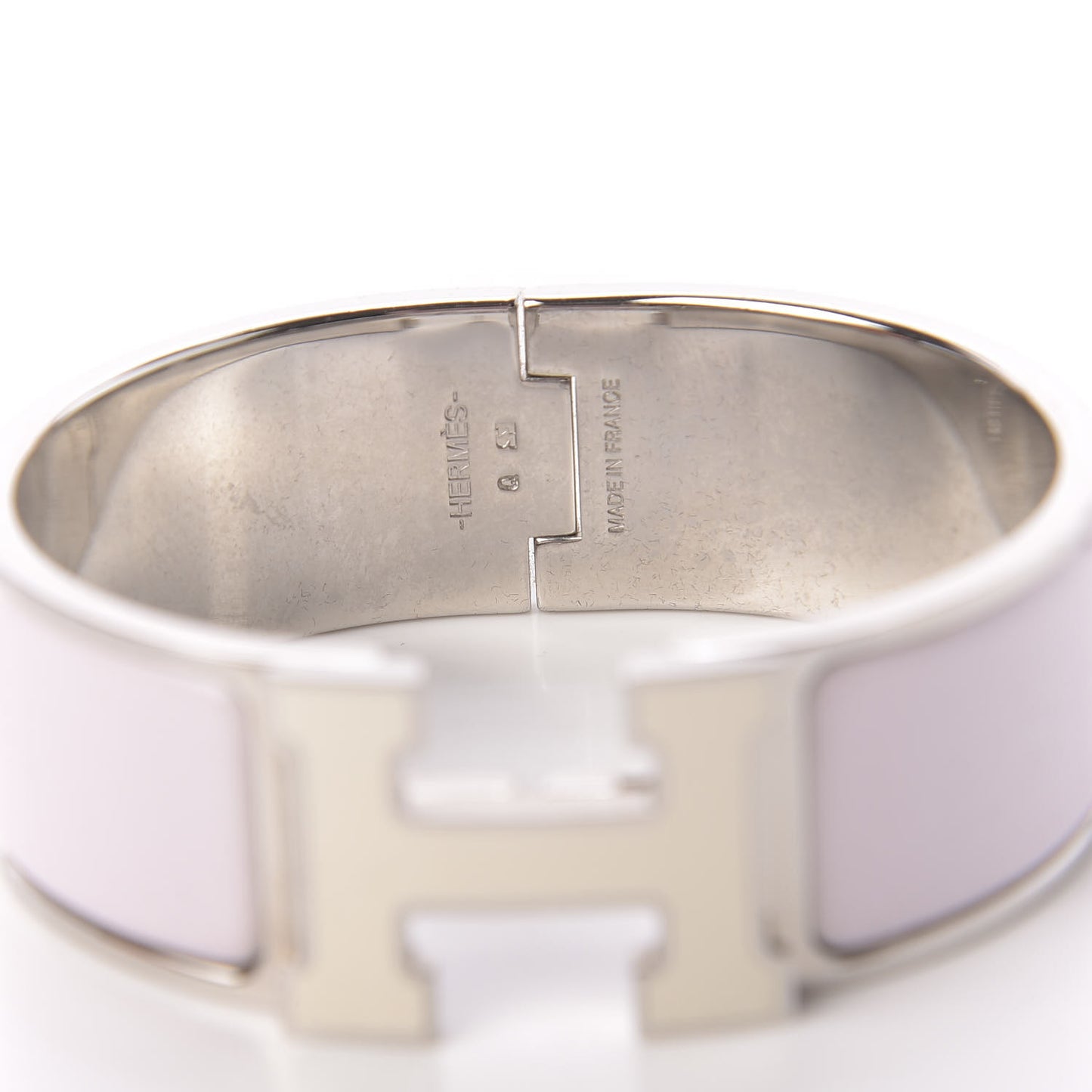 Enamel Wide Clic Clac H Bracelet PM Rose Nymph White