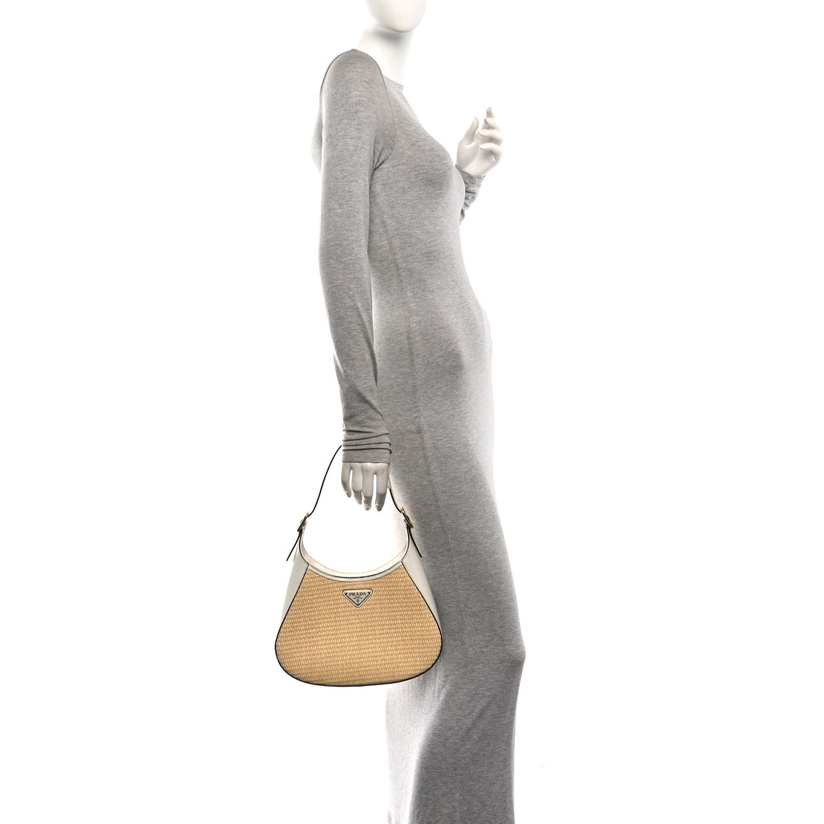 Prada Paglia Spazzolato Shoulder Bag Naturale White 2 of 9
