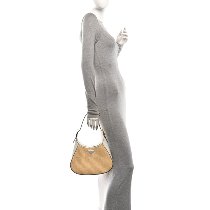 Prada Paglia Spazzolato Shoulder Bag Naturale White 2 of 9