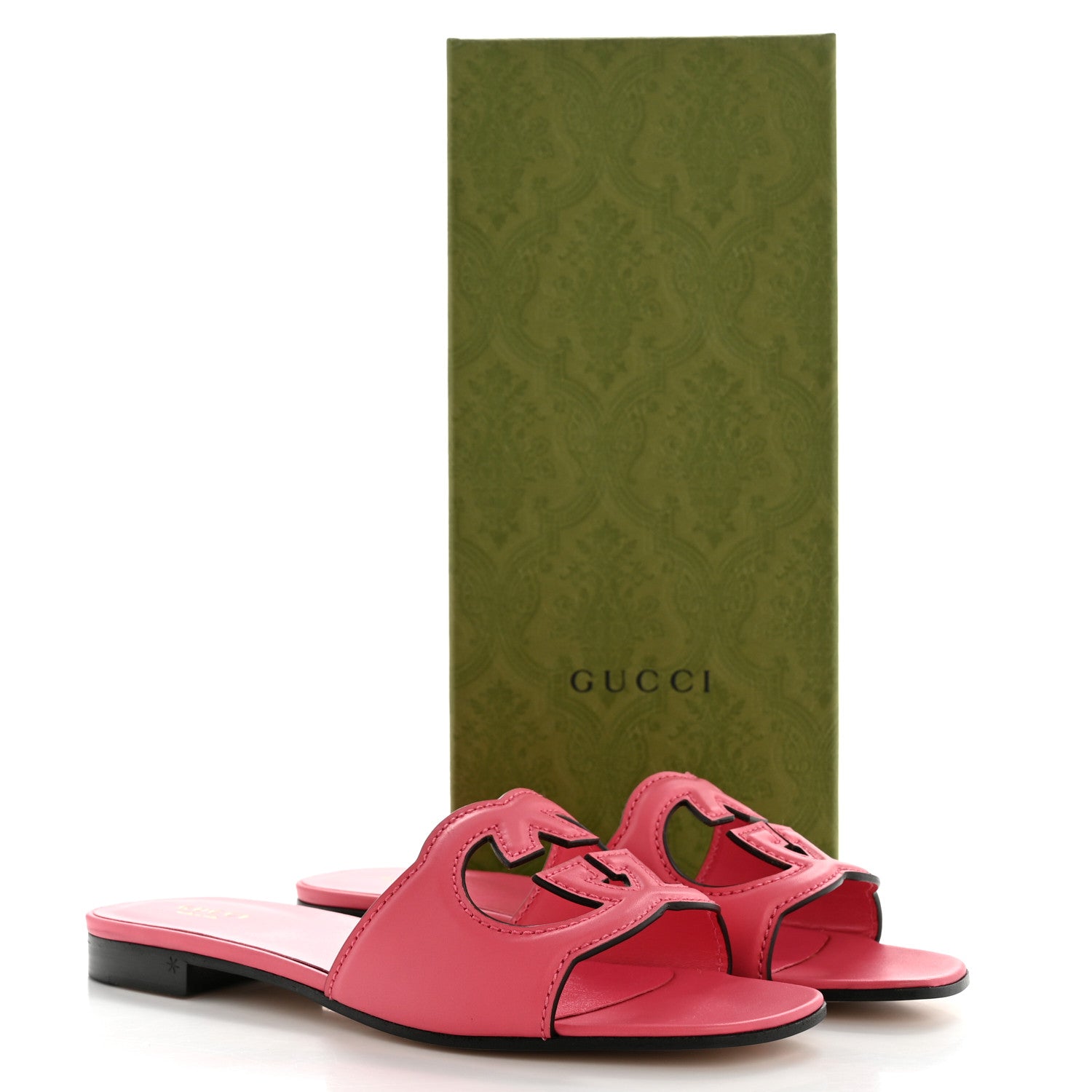 Gucci Cosmos Softy Calfskin Interlocking G Cut Out Slide Sandals 38.5 Rhodamine Pink 9 of 9