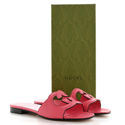 Gucci Cosmos Softy Calfskin Interlocking G Cut Out Slide Sandals 38.5 Rhodamine Pink 9 of 9