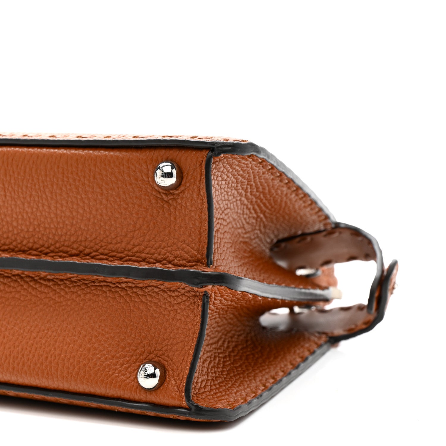 Fendi Cuoio Roma Sellerissima Nappa Sintetica Tape Stitch Small Peekaboo I SEE U Satchel Brandy 10 of 10