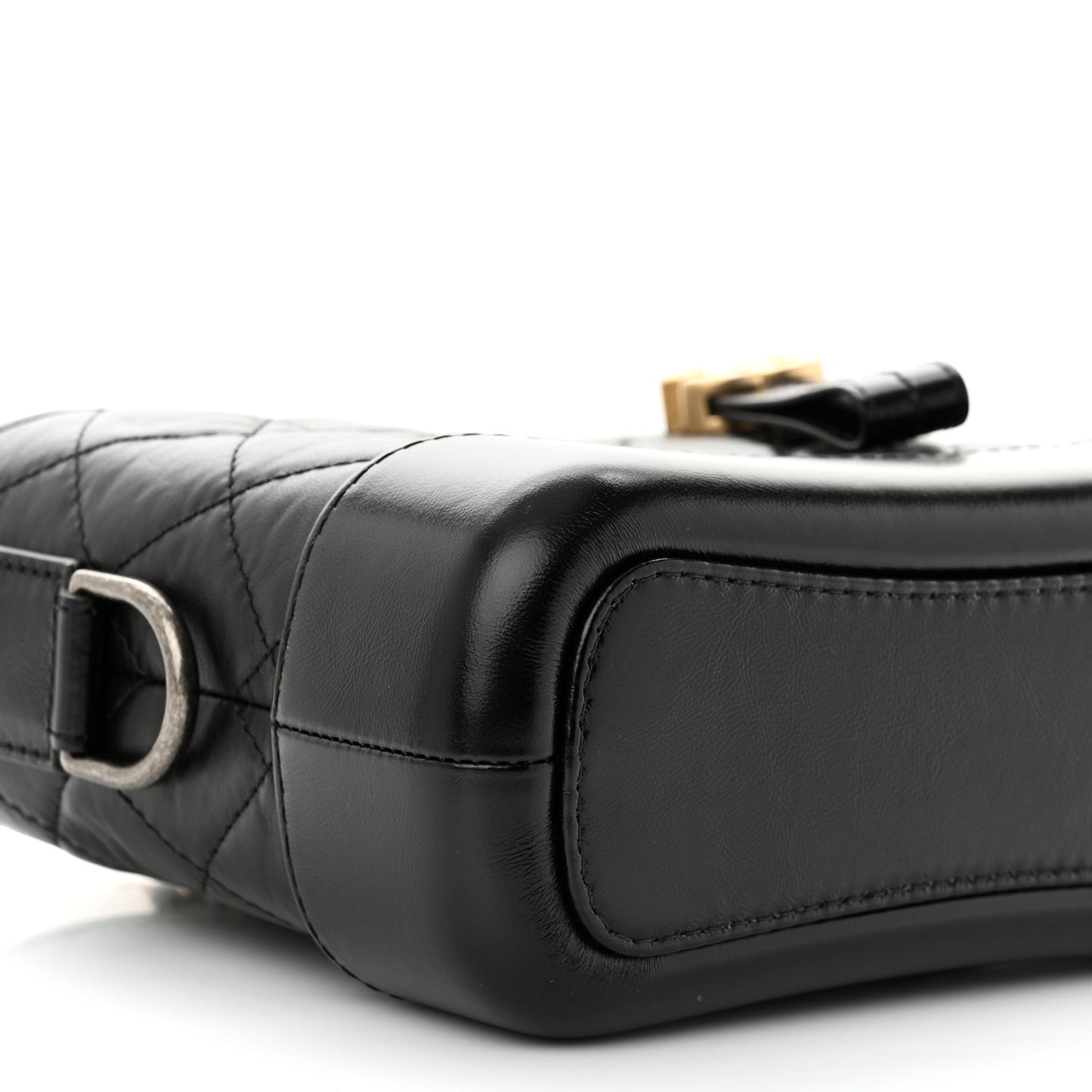 Aged Calfskin Quilted Small Gabrielle Hobo Black