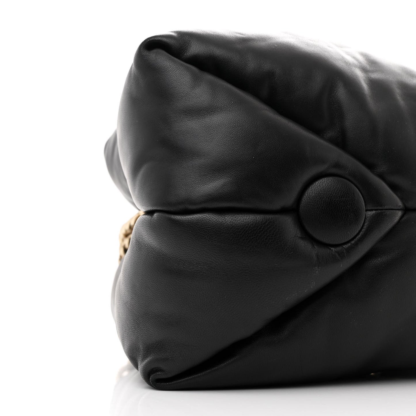 Lambskin Puffy Tobo Chain Shoulder Bag Black
