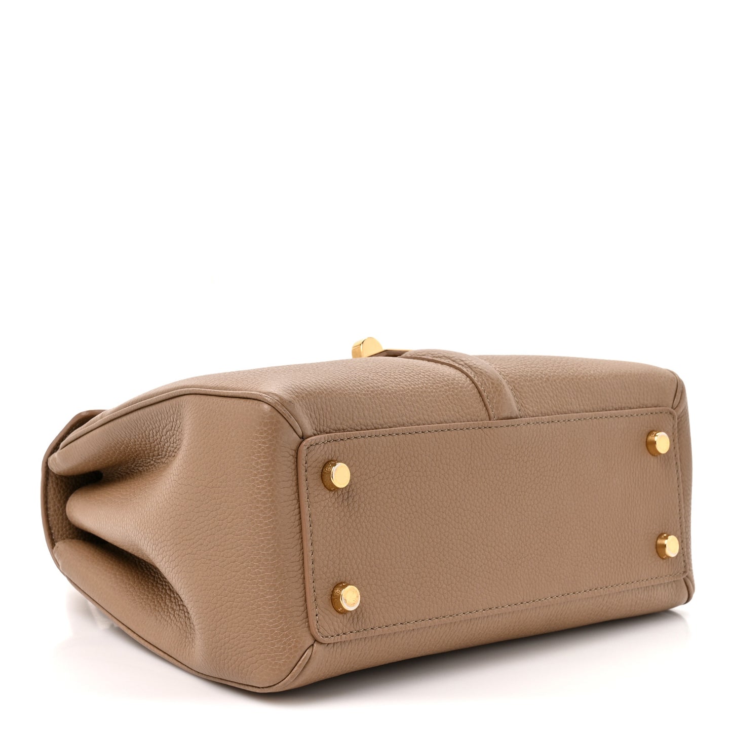 Grained Calfskin Small 16 Top Handle Bag Beige