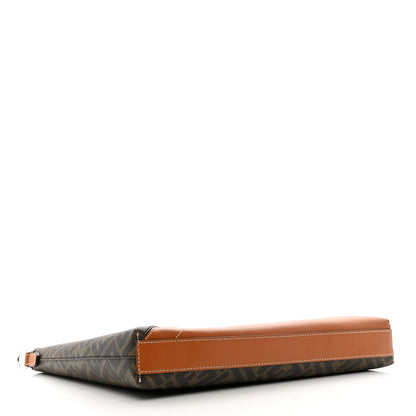 Fendi Glazed Fabric Vitello King FF 1974 Diagonal Medium East West Messenger Tobacco Moro Cuoio 3 of 9