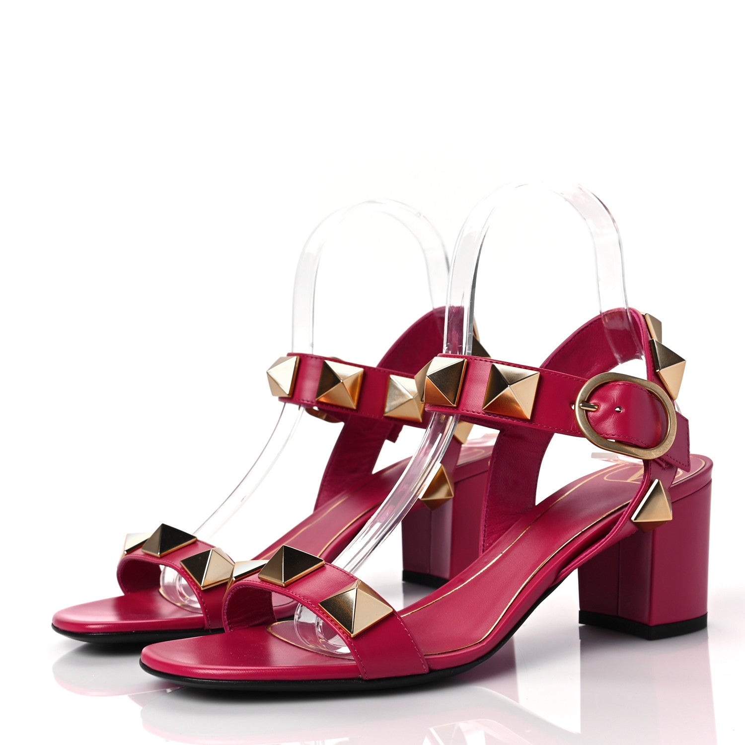 Valentino Garavani Calfskin Roman Stud 60mm Sandals 37.5 Blossom 2 of 7