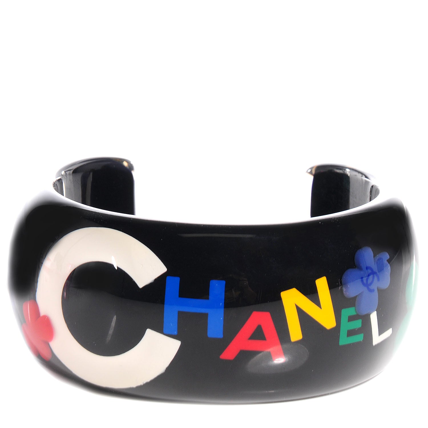 Chanel Resin Clover CC Cuff Black 1 of 5