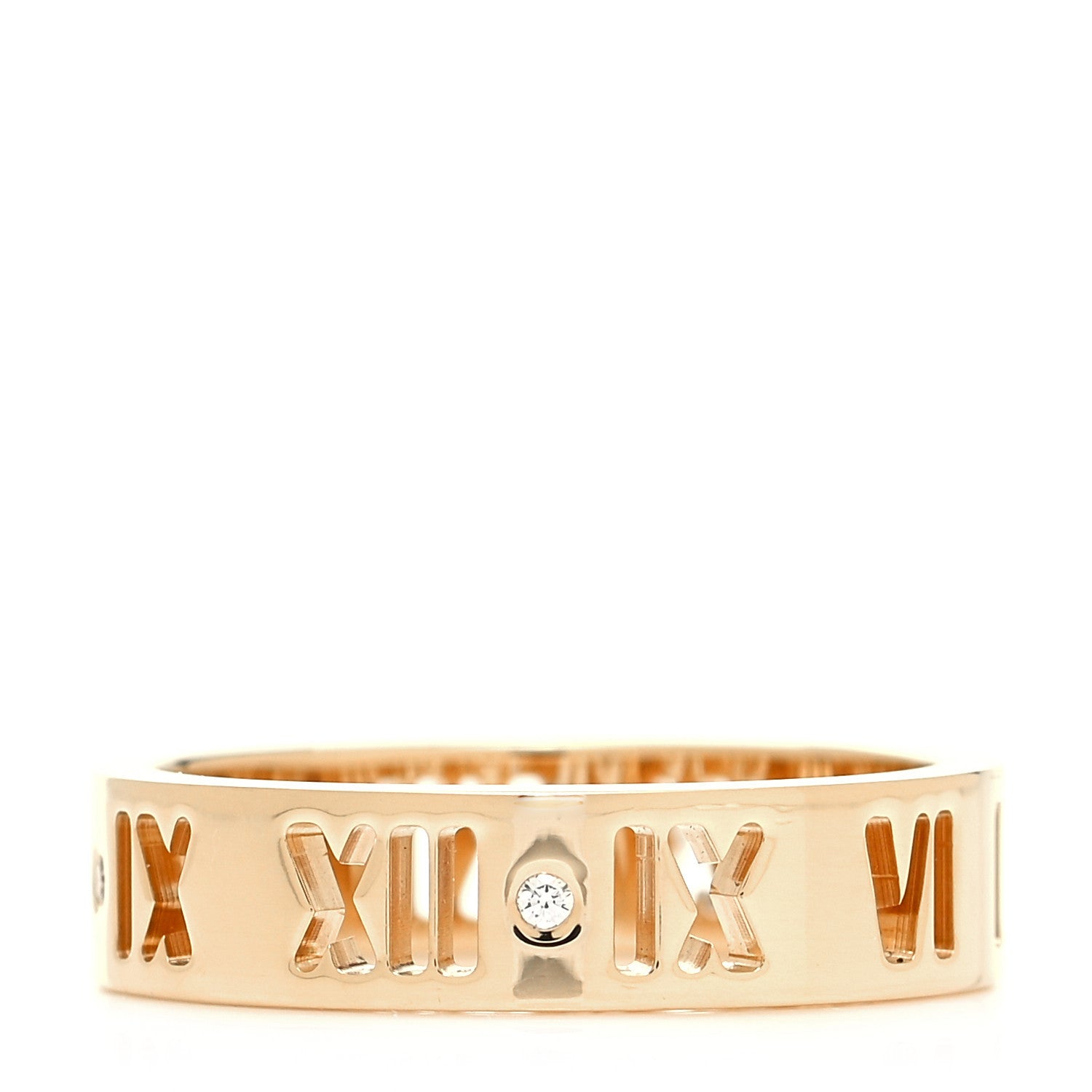 Tiffany 18K Yellow Gold Diamond Wide Atlas Pierced Ring 54 7 1 of 5