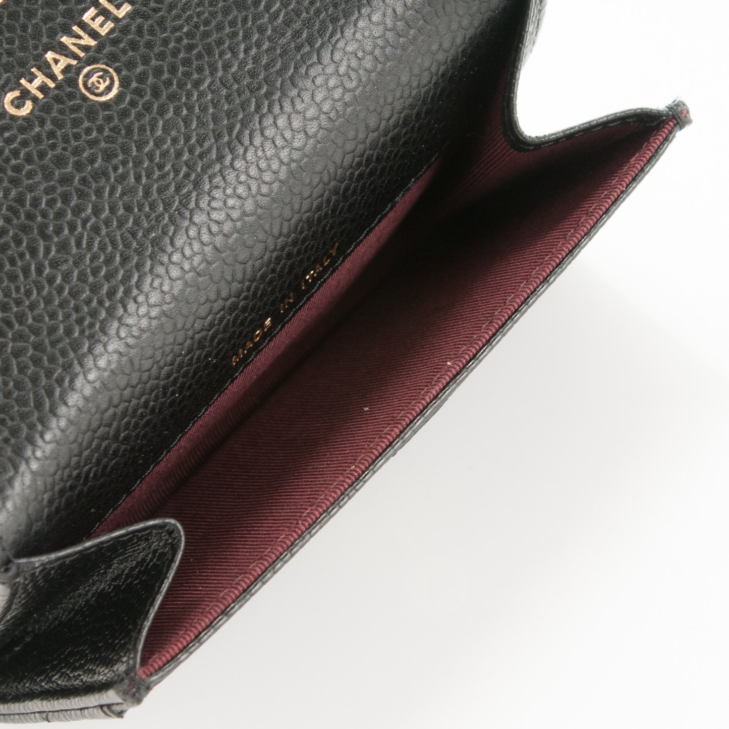 Caviar Quilted Flap Card Holder Black
