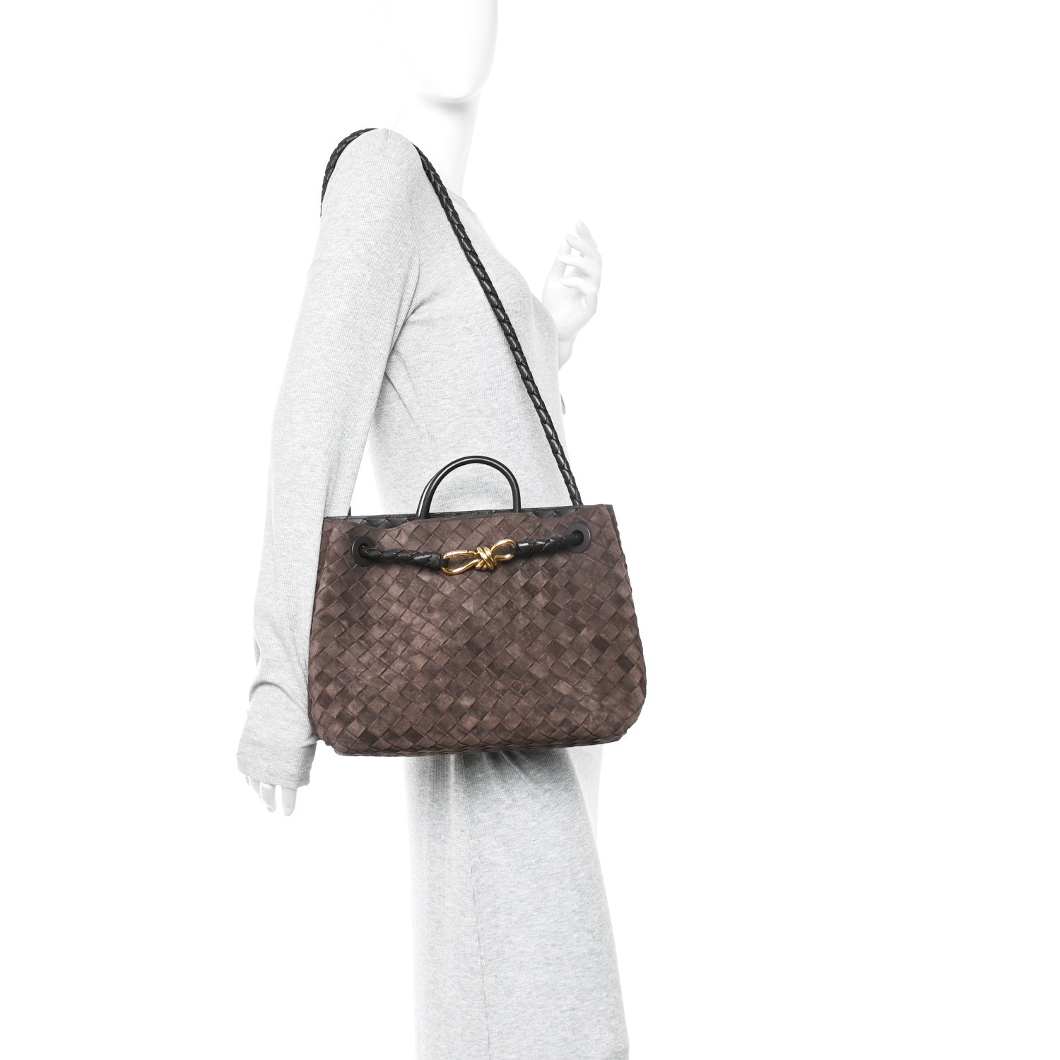 Bottega Veneta Suede Intrecciato Medium Andiamo Shoulder Bag Fondant 2 of 10