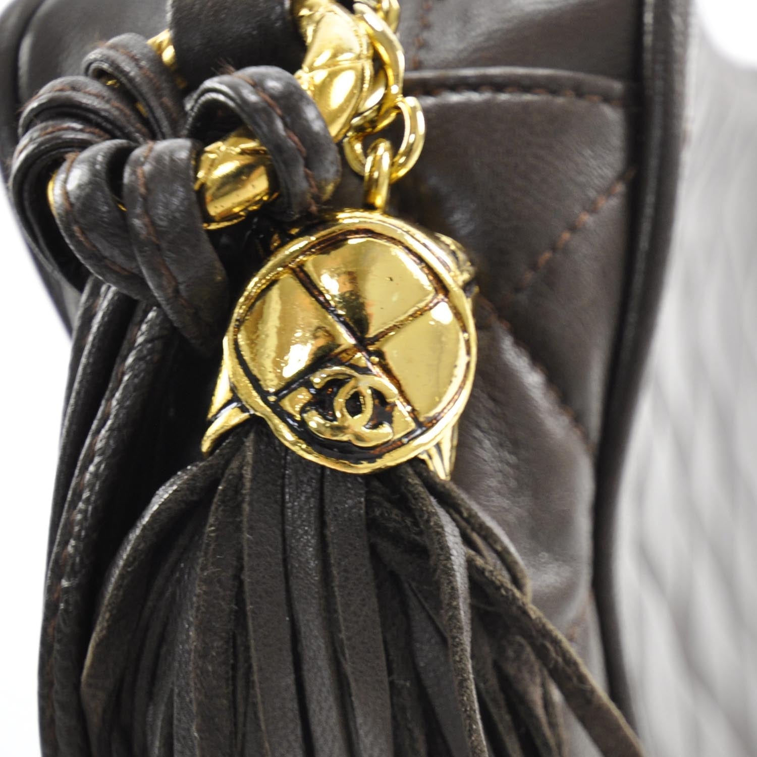 Chanel Lambskin Quilted Tassel Bag Dark Brown 8 of 11