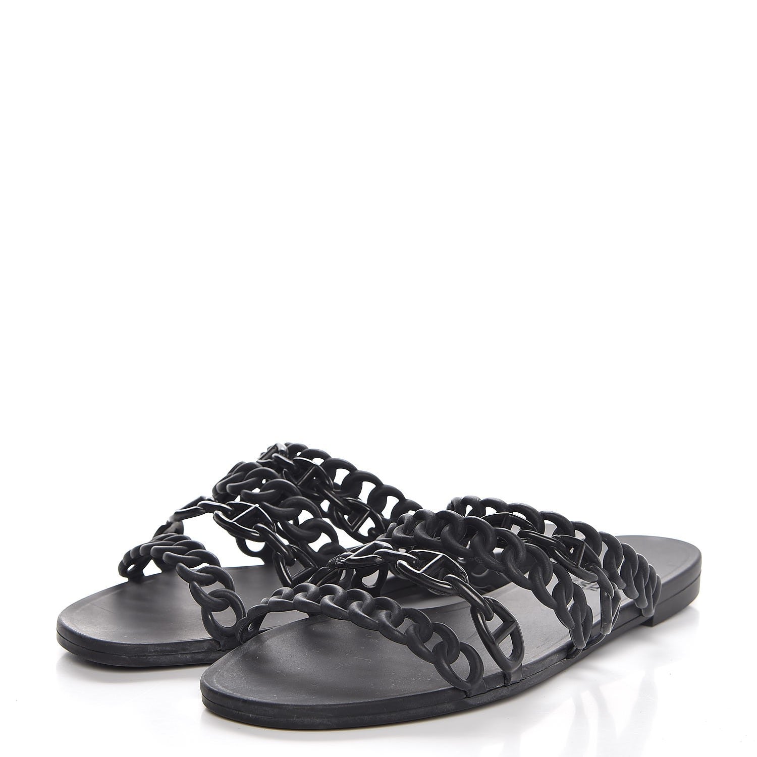 Hermes Rubber Chaine d'Ancre Nude Sandals 39 Black 3 of 7