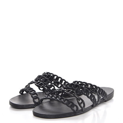 Hermes Rubber Chaine d'Ancre Nude Sandals 39 Black 3 of 7
