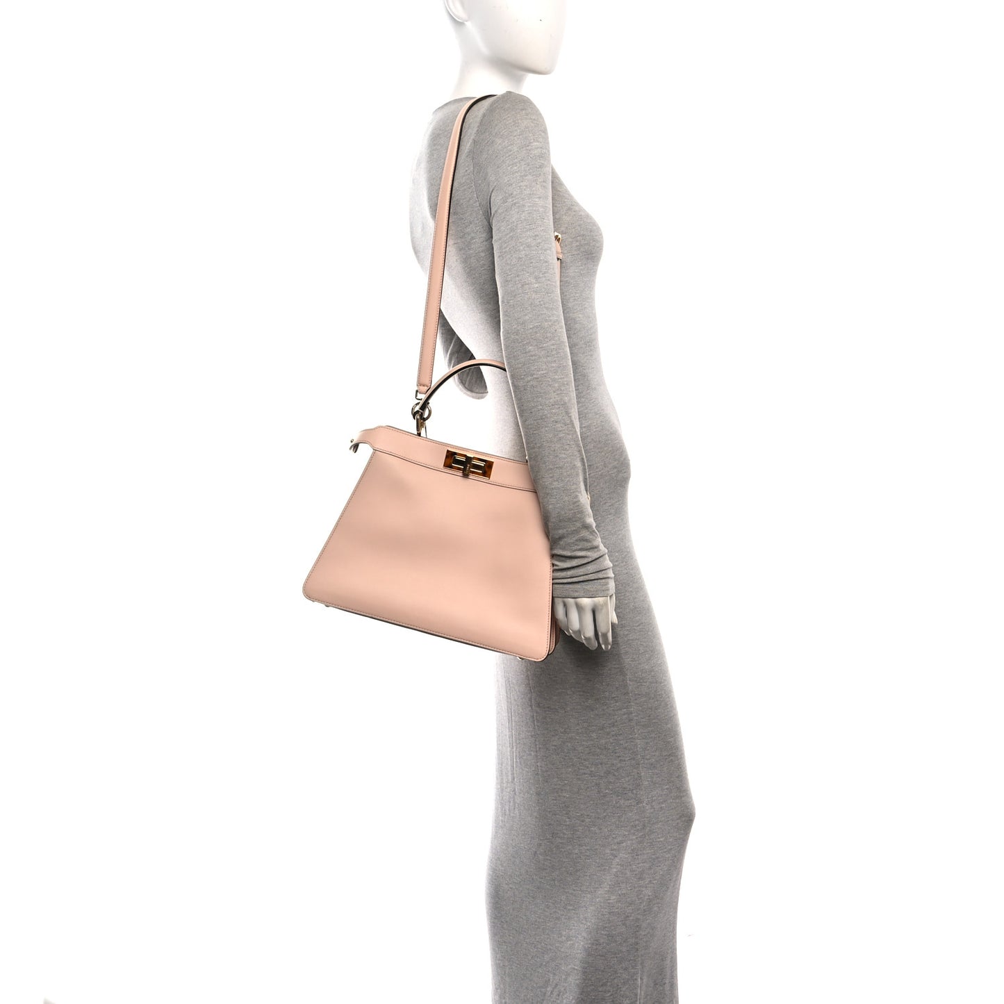 Vitello Seta Shiny Nappa Plexiglass Medium Peekaboo I SEE U Satchel Light Rose