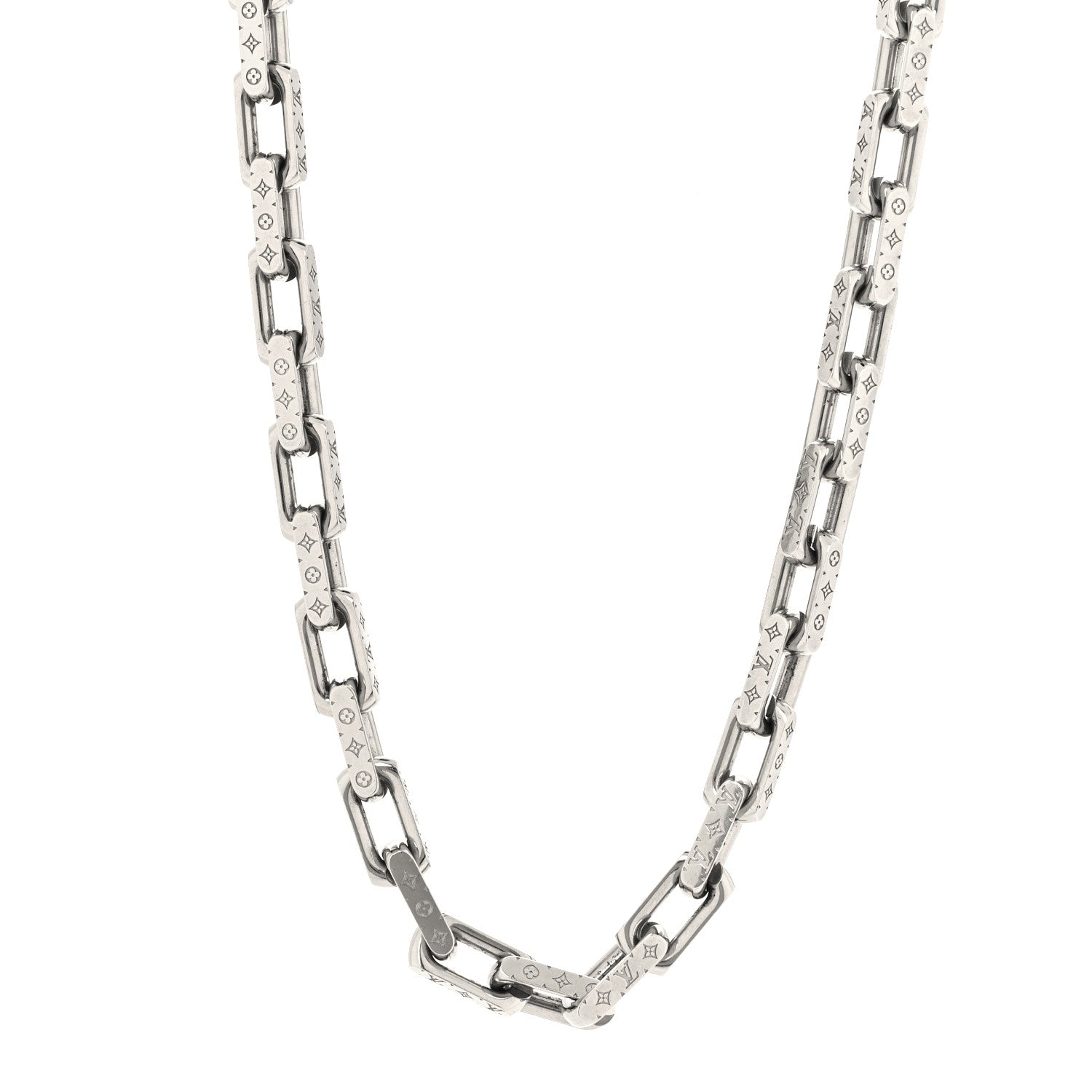 Louis Vuitton Monogram Chain Necklace Silver 1 of 5