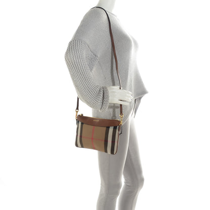 Burberry House Check Derby Peyton Crossbody Clutch Bag Tan 2 of 12