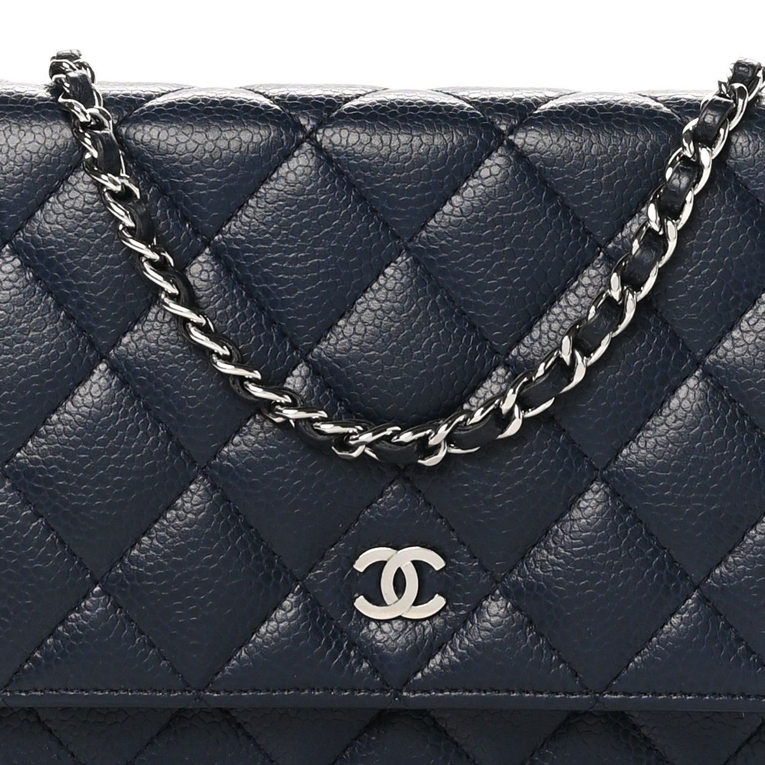 Chanel Caviar Quilted Wallet on Chain WOC Navy Blue 10 of 13