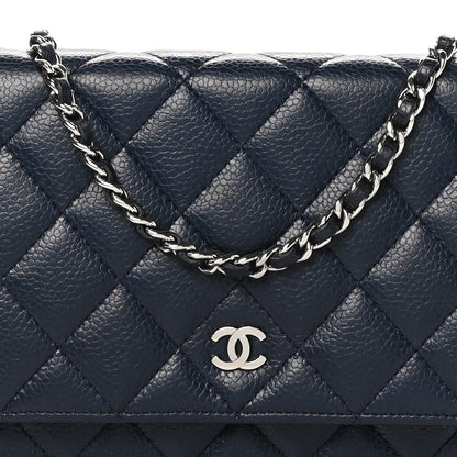 Chanel Caviar Quilted Wallet on Chain WOC Navy Blue 10 of 13
