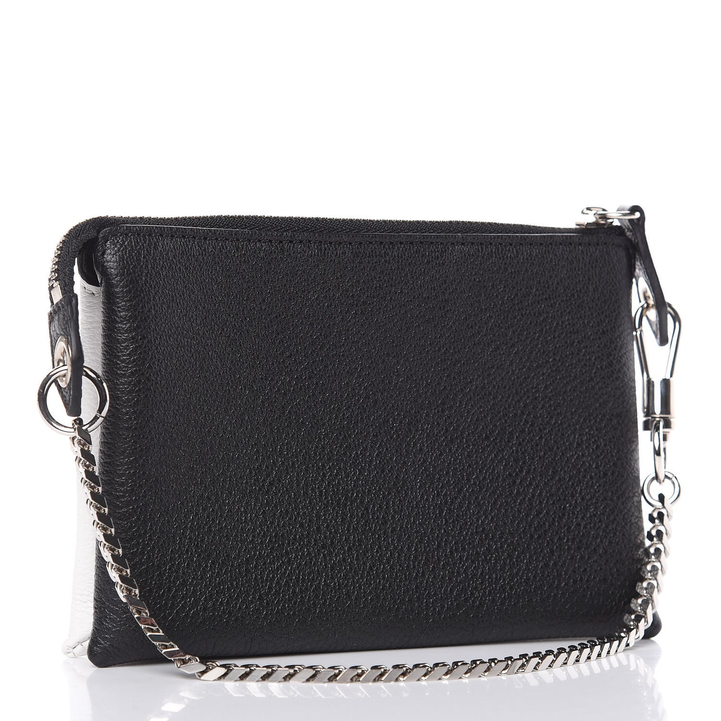 Calfskin Duetto Pouch Black White