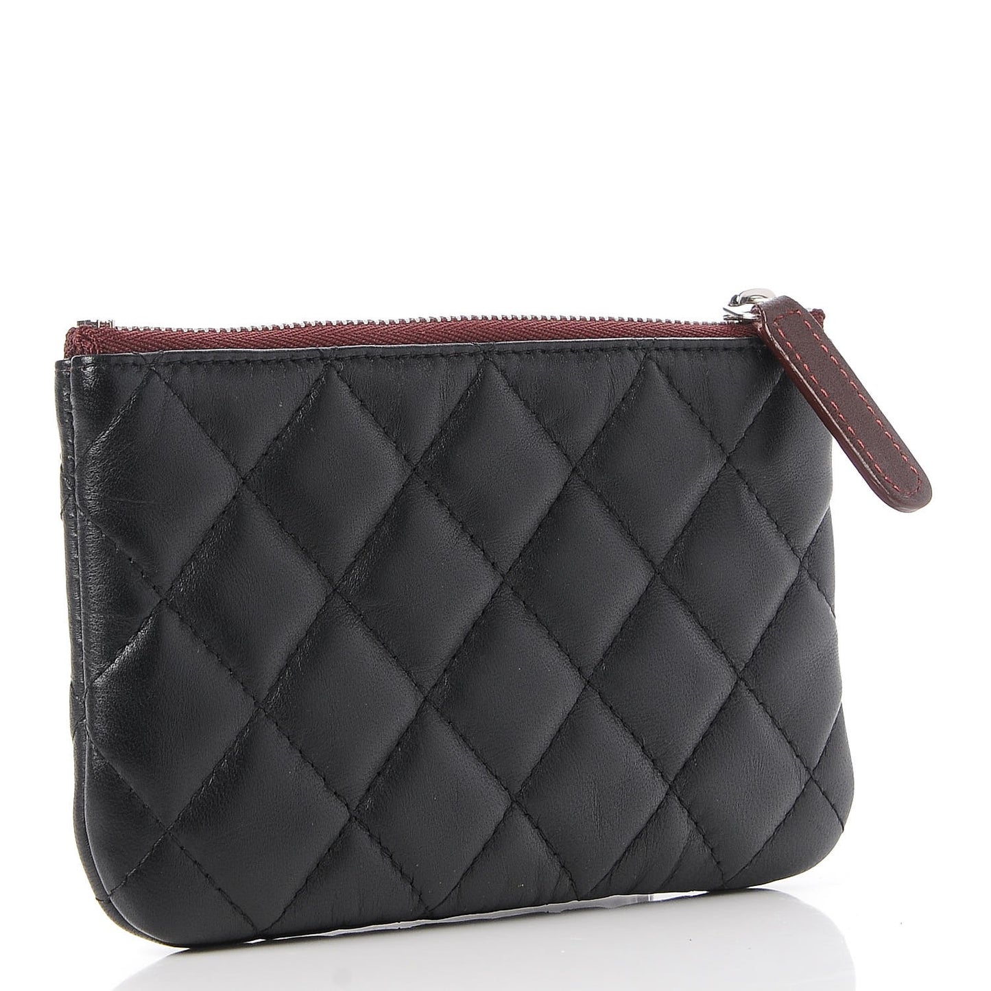 Lambskin Quilted Small Cosmetic Case Black